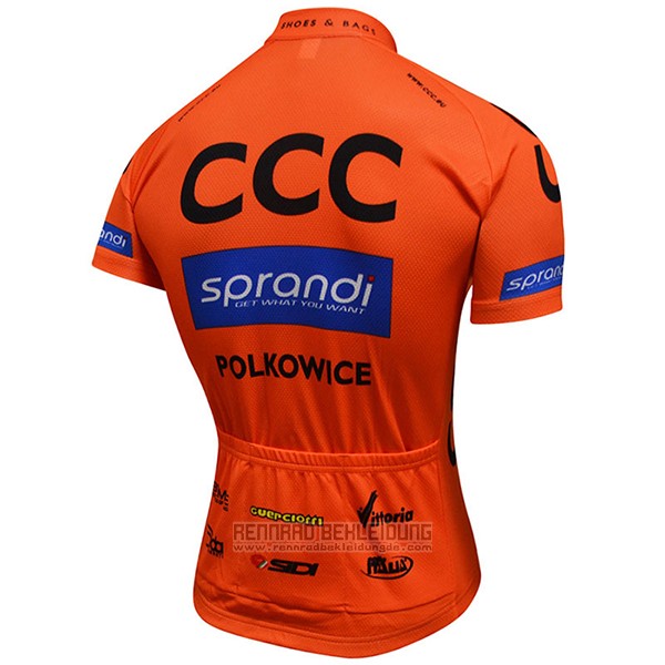 2017 Fahrradbekleidung CCC Shwarz und Orange Trikot Kurzarm und Tragerhose